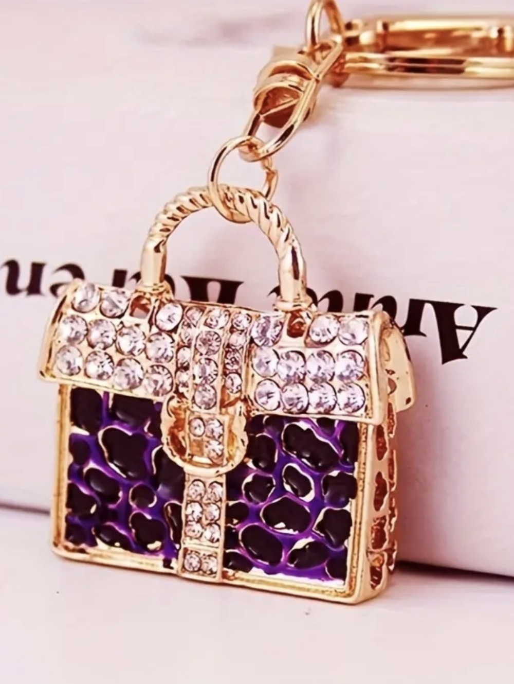 Personalized Purple Leopard Purse Bag Charm & Keychain — “Luxe Love”